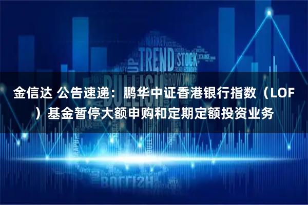 金信达 公告速递:鹏华中证香港银行指数(LOF)基金暂停大额申购和定期定额投资业务